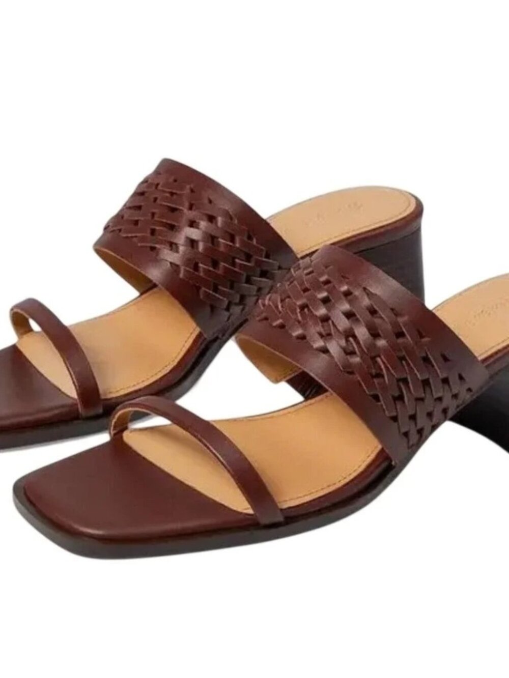 Madewell Brown Roni Keira Braided Leather Block Heel Sandals 10